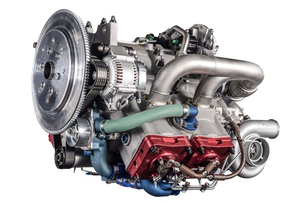 The FAA certified DeltaHawk's clean-sheet, 180-horsepower piston engine designed for Jet A and sustainable fuels in 2023, and the company in June reported the first installation in a Van's Aircraft RV-14. The new six-cylinder version being developed will nearly double that power output. Photo courtesy of DeltaHawk Engines.